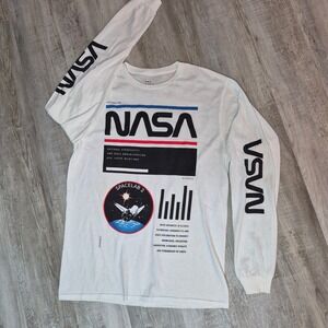 Nasa Men's Long Sleeve T Shirt Space Graphic Print Astronaut Nasa Logo Size M